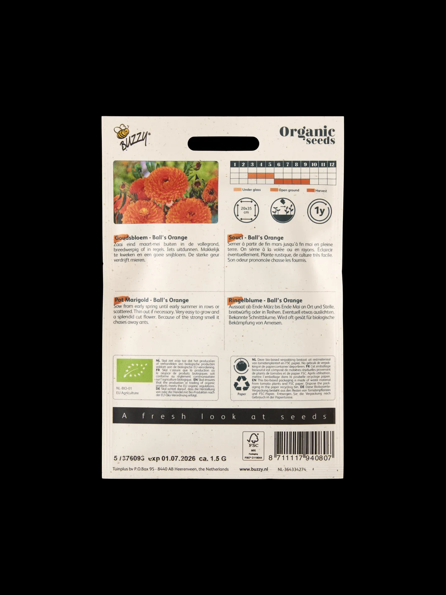 Buzzy® økologiske Ball's Orange Morgenfruefrø
