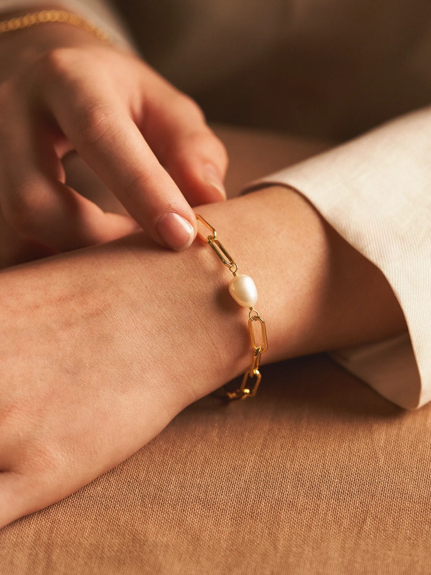 Chunky Pearl Chain-armbånd